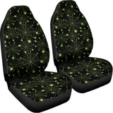 Black And Green Spider Web Pattern Print Universal Fit Car Seat Covers 102422