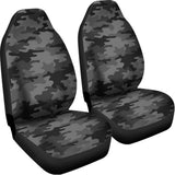 Black And Grey Camouflage Print Universal Fit Car Seat Covers 102422