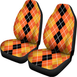 Black And Orange Argyle Pattern Print Universal Fit Car Seat Covers 102422