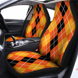 Black And Orange Argyle Pattern Print Universal Fit Car Seat Covers 102422