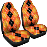 Black And Orange Argyle Pattern Print Universal Fit Car Seat Covers 102422