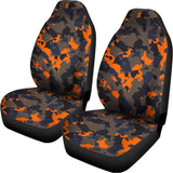Black And Orange Camouflage Print Universal Fit Car Seat Covers 102422
