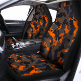 Black And Orange Camouflage Print Universal Fit Car Seat Covers 102422
