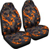 Black And Orange Camouflage Print Universal Fit Car Seat Covers 102422