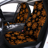 Black And Orange Spider Web Print Universal Fit Car Seat Covers 102422