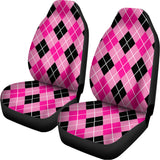 Black And Pink Argyle Pattern Print Universal Fit Car Seat Covers 102422