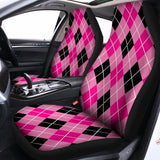 Black And Pink Argyle Pattern Print Universal Fit Car Seat Covers 102422