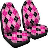 Black And Pink Argyle Pattern Print Universal Fit Car Seat Covers 102422