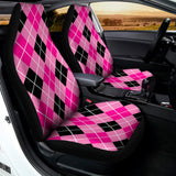 Black And Pink Argyle Pattern Print Universal Fit Car Seat Covers 102422