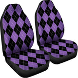 Black And Purple Argyle Pattern Print Universal Fit Car Seat Covers 102422