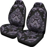 Black And Purple Damask Pattern Print Universal Fit Car Seat Covers 102422