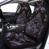 Black And Purple Damask Pattern Print Universal Fit Car Seat Covers 102422