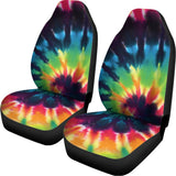 Black And Rainbow Tie Dye Print Universal Fit Car Seat Covers 102422