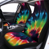 Black And Rainbow Tie Dye Print Universal Fit Car Seat Covers 102422