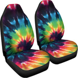 Black And Rainbow Tie Dye Print Universal Fit Car Seat Covers 102422