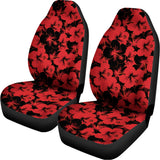 Black And Red Hibiscus Pattern Print Universal Fit Car Seat Covers 102422