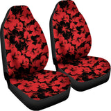 Black And Red Hibiscus Pattern Print Universal Fit Car Seat Covers 102422