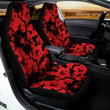 Black And Red Hibiscus Pattern Print Universal Fit Car Seat Covers 102422
