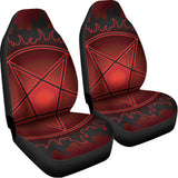 Black And Red Satanic Pentagram Print Universal Fit Car Seat Covers 102422