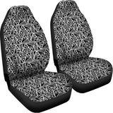 Black And White African Ethnic Print Universal Fit Car Seat Covers 102422