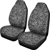 Black And White African Inspired Print Universal Fit Car Seat Covers 102422