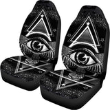 Black And White All Seeing Eye Print Universal Fit Car Seat Covers 102422