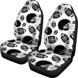 Black And White American Football Print Universal Fit Car Seat Covers 102422
