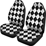 Black And White Argyle Pattern Print Universal Fit Car Seat Covers 102422