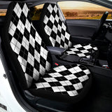 Black And White Argyle Pattern Print Universal Fit Car Seat Covers 102422