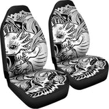 Black And White Axolotl Print Universal Fit Car Seat Covers 102422
