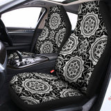 Black And White Boho Mandala Print Universal Fit Car Seat Covers 102422