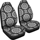 Black And White Boho Mandala Print Universal Fit Car Seat Covers 102422
