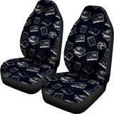 Black And White Books Pattern Print Universal Fit Car Seat Covers 102422