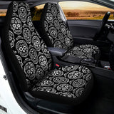 Black And White Calavera Skull Print Universal Fit Car Seat Covers 102422