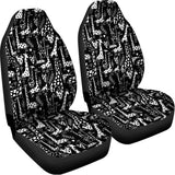 Black And White Cartoon Giraffe Print Universal Fit Car Seat Covers 102422