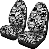 Black And White Cassette Tape Print Universal Fit Car Seat Covers 102422