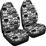 Black And White Cassette Tape Print Universal Fit Car Seat Covers 102422