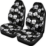 Black And White Cattleya Pattern Print Universal Fit Car Seat Covers 102422