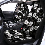Black And White Cattleya Pattern Print Universal Fit Car Seat Covers 102422