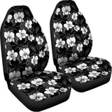 Black And White Cattleya Pattern Print Universal Fit Car Seat Covers 102422