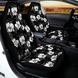 Black And White Cattleya Pattern Print Universal Fit Car Seat Covers 102422