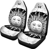 Black And White Celestial Sun Print Universal Fit Car Seat Covers 102422