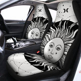 Black And White Celestial Sun Print Universal Fit Car Seat Covers 102422