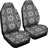 Black And White Celtic Pattern Print Universal Fit Car Seat Covers 102422