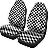 Black And White Checkered Pattern Print Universal Fit Car Seat Covers 102422