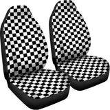Black And White Checkered Pattern Print Universal Fit Car Seat Covers 102422