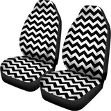 Black And White Chevron Pattern Print Universal Fit Car Seat Covers 102422