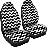 Black And White Chevron Pattern Print Universal Fit Car Seat Covers 102422
