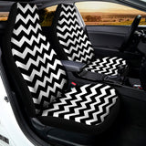 Black And White Chevron Pattern Print Universal Fit Car Seat Covers 102422