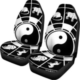 Black And White Chinese Zodiac Print Universal Fit Car Seat Covers 102422